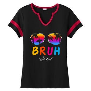 Bye Bruh We Out End Of School Rainbow Ladies Halftime Notch Neck Tee