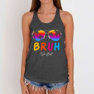 Bye Bruh We Out End Of School Rainbow Women's Knotted Racerback Tank