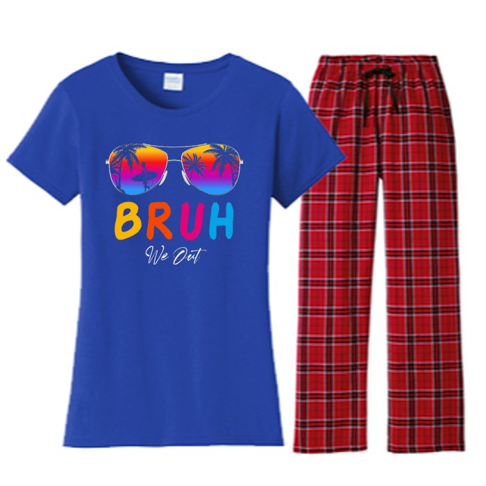 Bye Bruh We Out End Of School Rainbow Women's Flannel Pajama Set