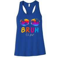 Bye Bruh We Out End Of School Rainbow Women's Racerback Tank