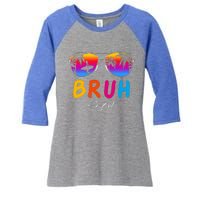 Bye Bruh We Out End Of School Rainbow Women's Tri-Blend 3/4-Sleeve Raglan Shirt