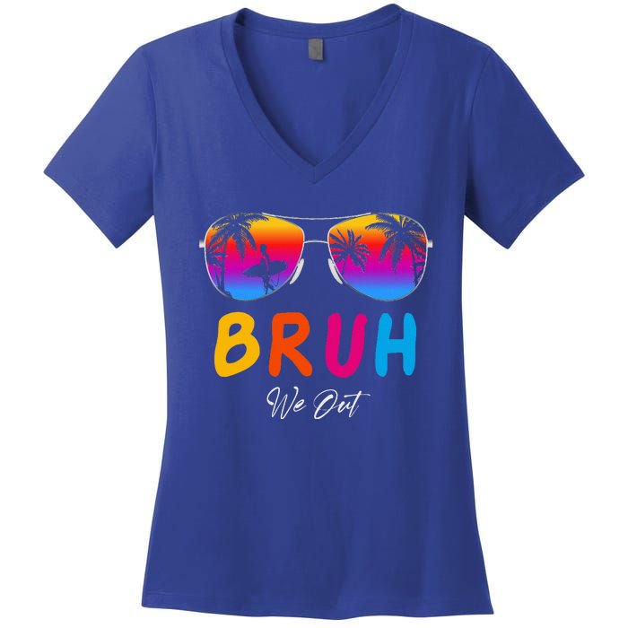 Bye Bruh We Out End Of School Rainbow Women's V-Neck T-Shirt