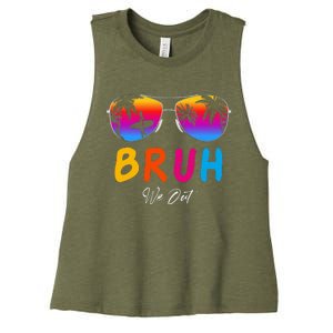 Bye Bruh We Out End Of School Rainbow Women's Racerback Cropped Tank