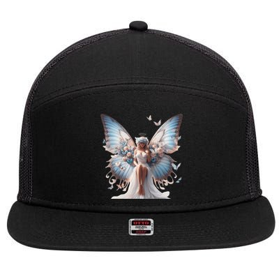 Beautiful Butterfly Wings Angel Rainbow Butterflies Gift 7 Panel Mesh Trucker Snapback Hat