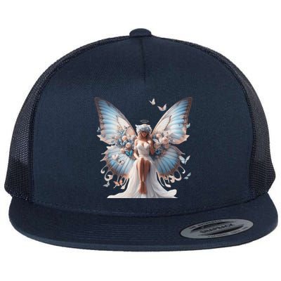 Beautiful Butterfly Wings Angel Rainbow Butterflies Gift Flat Bill Trucker Hat