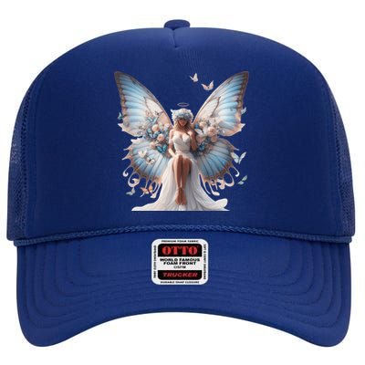 Beautiful Butterfly Wings Angel Rainbow Butterflies Gift High Crown Mesh Back Trucker Hat