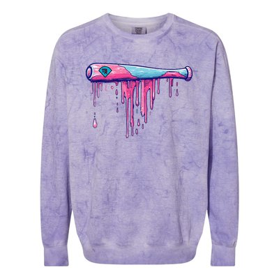 Baseball Bat With Sprinkles Drip Gift Colorblast Crewneck Sweatshirt