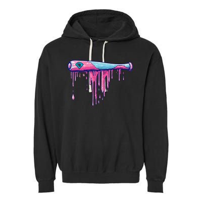 Baseball Bat With Sprinkles Drip Gift Garment-Dyed Fleece Hoodie