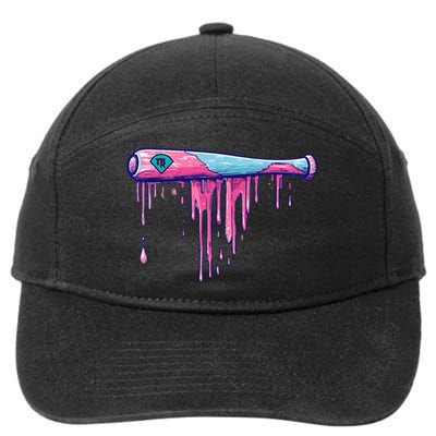 Baseball Bat With Sprinkles Drip Gift 7-Panel Snapback Hat