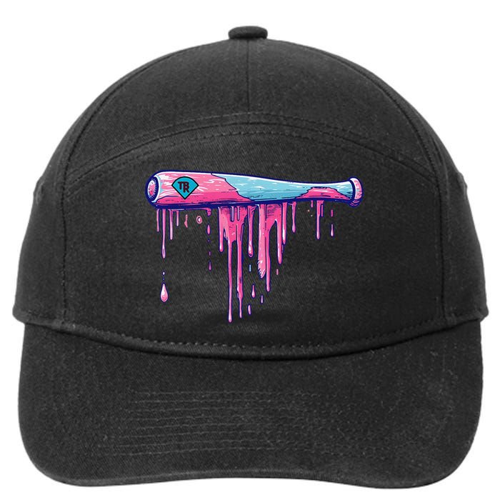 Baseball Bat With Sprinkles Drip Gift 7-Panel Snapback Hat