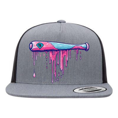 Baseball Bat With Sprinkles Drip Gift Flat Bill Trucker Hat