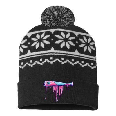 Baseball Bat With Sprinkles Drip Gift USA-Made Snowflake Beanie