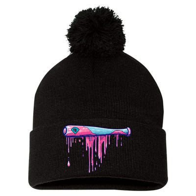 Baseball Bat With Sprinkles Drip Gift Pom Pom 12in Knit Beanie