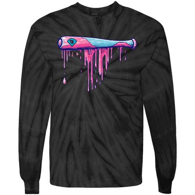 Baseball Bat With Sprinkles Drip Gift Tie-Dye Long Sleeve Shirt