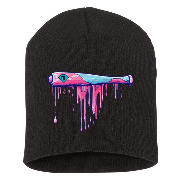 Baseball Bat With Sprinkles Drip Gift Short Acrylic Beanie