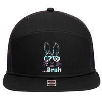 Bruh Bunny With Sunglasses Tie Dye Easter Day 7 Panel Mesh Trucker Snapback Hat