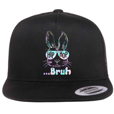 Bruh Bunny With Sunglasses Tie Dye Easter Day Flatbill Hat