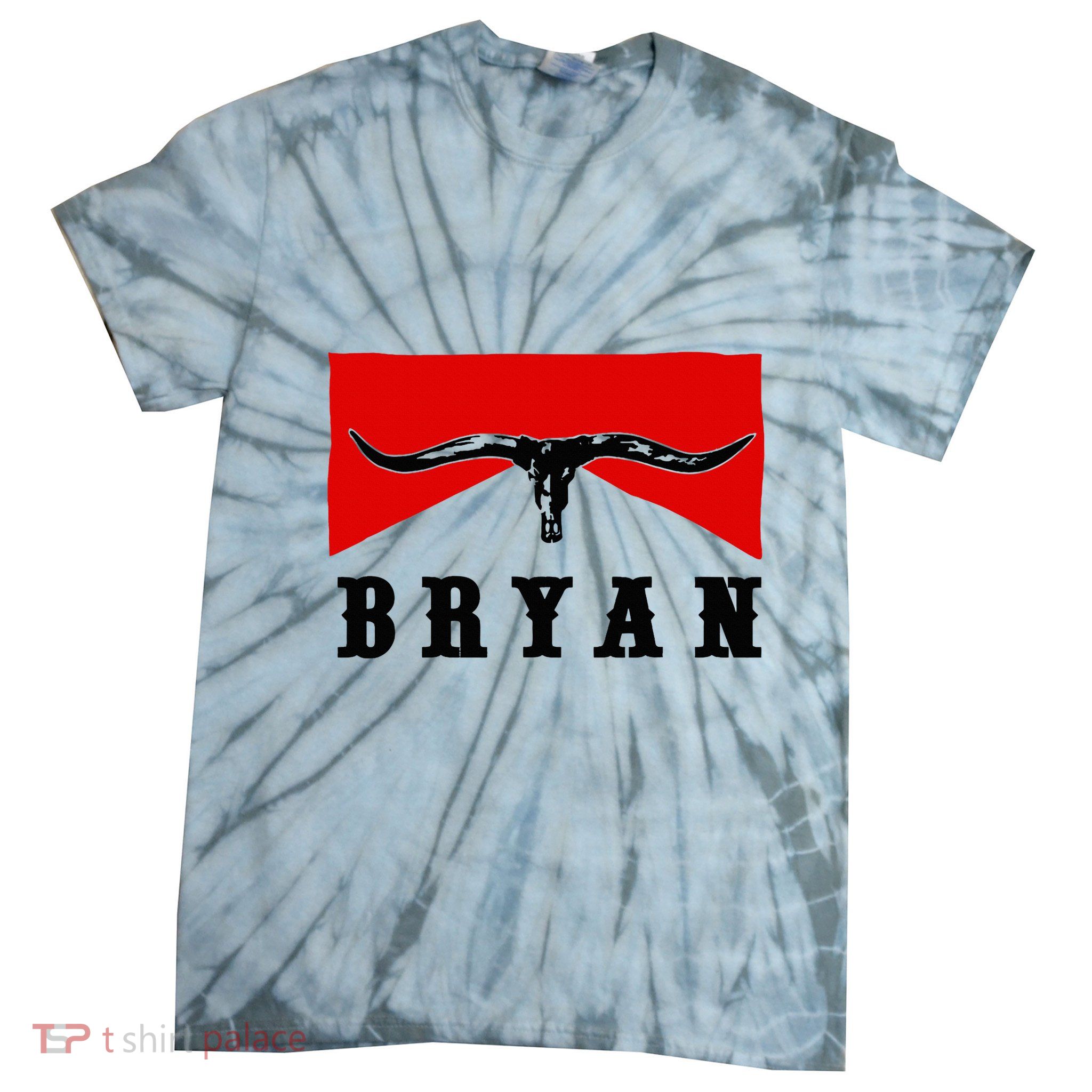 Bryan Bullhead Western Cowboy Cow Skull Tie-Dye T-Shirt