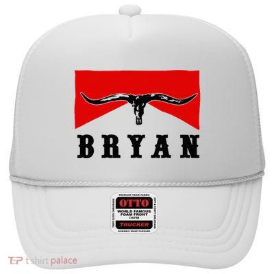 Bryan Bullhead Western Cowboy Cow Skull High Crown Mesh Back Trucker Hat