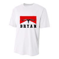 Bryan Bullhead Western Cowboy Cow Skull Youth Performance Sprint T-Shirt