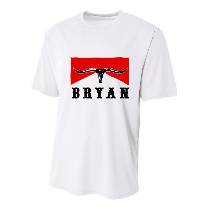 Bryan Bullhead Western Cowboy Cow Skull Youth Performance Sprint T-Shirt