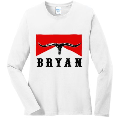 Bryan Bullhead Western Cowboy Cow Skull Ladies Long Sleeve Shirt