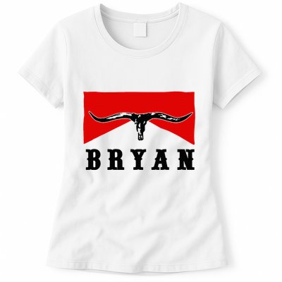 Bryan Bullhead Western Cowboy Cow Skull Womens T-Shirt