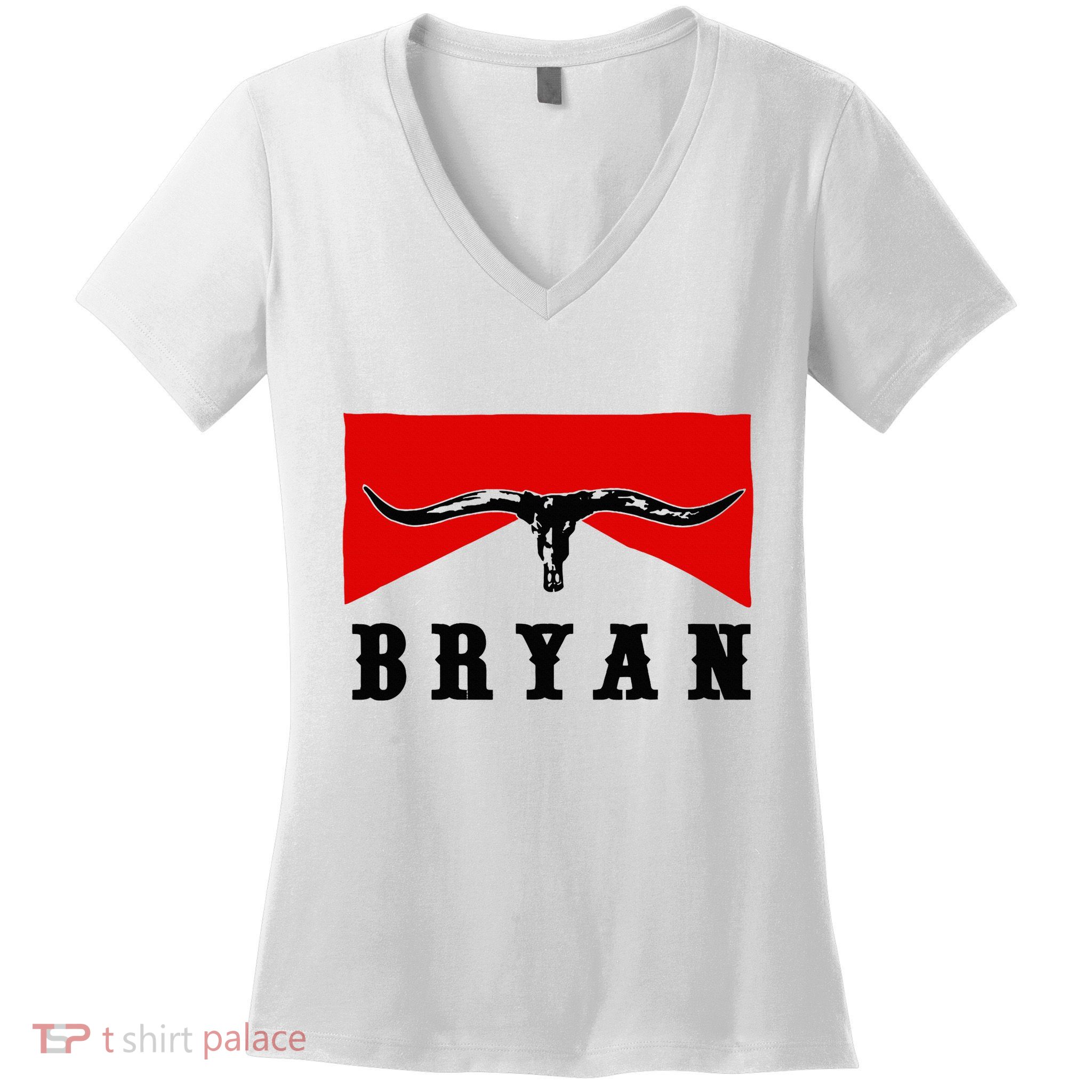 Bryan Bullhead Western Cowboy Cow Skull Women's V-Neck T-Shirt