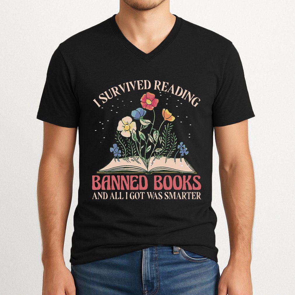 Banned Books Week Bookworm Banned Books Reader V-Neck T-Shirt
