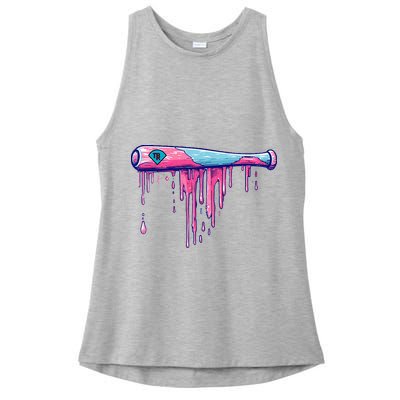 Baseball Bat With Sprinkles Drip Ladies PosiCharge Tri-Blend Wicking Tank