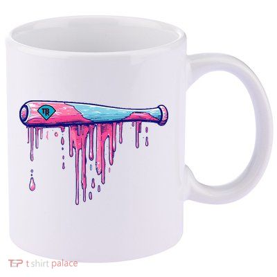 Baseball Bat With Sprinkles Drip 11oz C Handle Ceramic Mug