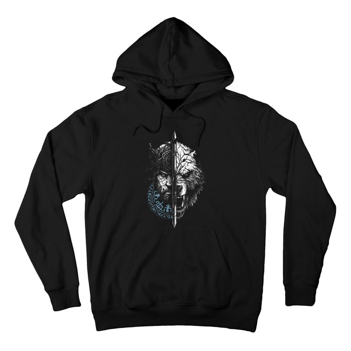 Berserker Bear Warrior Odin Runes Nordic Compass Hoodie