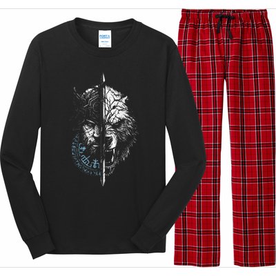 Berserker Bear Warrior Odin Runes Nordic Compass Long Sleeve Pajama Set