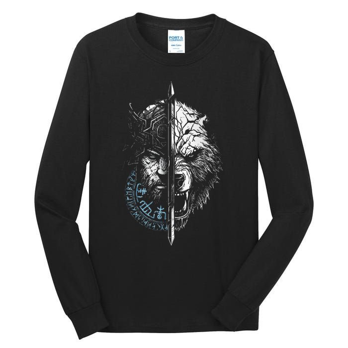 Berserker Bear Warrior Odin Runes Nordic Compass Tall Long Sleeve T-Shirt