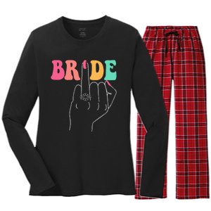 Bride Bridesmaid Wedding Shower Groovy Bachelorette Matching Women's Long Sleeve Flannel Pajama Set 