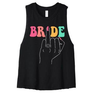 Bride Bridesmaid Wedding Shower Groovy Bachelorette Matching Women's Racerback Cropped Tank