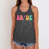 Bride Bridesmaid Wedding Shower Groovy Bachelorette Matching Women's Knotted Racerback Tank