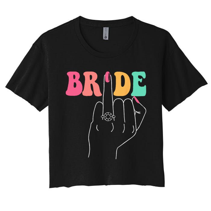 Bride Bridesmaid Wedding Shower Groovy Bachelorette Matching Women's Crop Top Tee