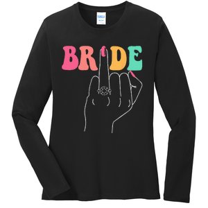 Bride Bridesmaid Wedding Shower Groovy Bachelorette Matching Ladies Long Sleeve Shirt