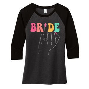 Bride Bridesmaid Wedding Shower Groovy Bachelorette Matching Women's Tri-Blend 3/4-Sleeve Raglan Shirt