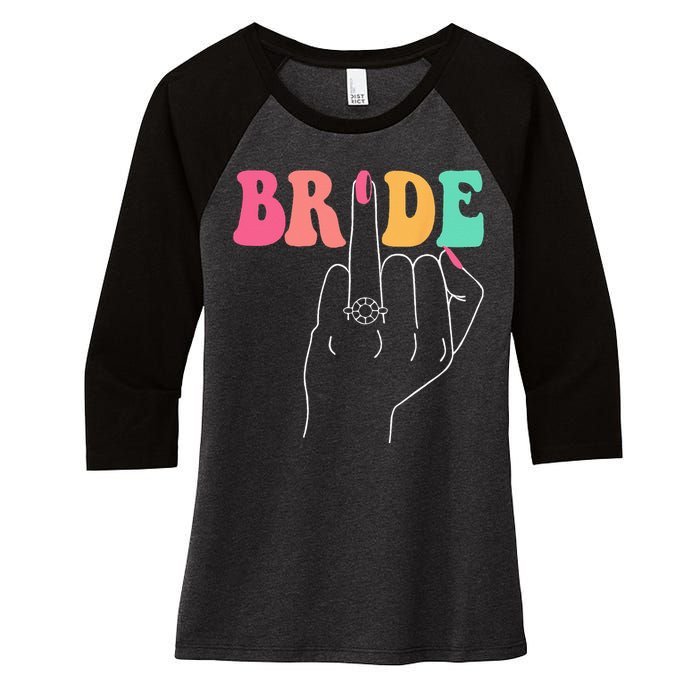 Bride Bridesmaid Wedding Shower Groovy Bachelorette Matching Women's Tri-Blend 3/4-Sleeve Raglan Shirt