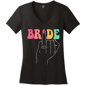 Bride Bridesmaid Wedding Shower Groovy Bachelorette Matching Women's V-Neck T-Shirt