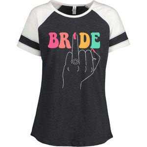 Bride Bridesmaid Wedding Shower Groovy Bachelorette Matching Enza Ladies Jersey Colorblock Tee