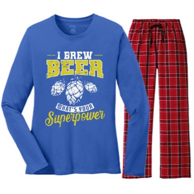 Brewing Beer What Is Your Superpower Great Gift Women's Long Sleeve Flannel Pajama Set 