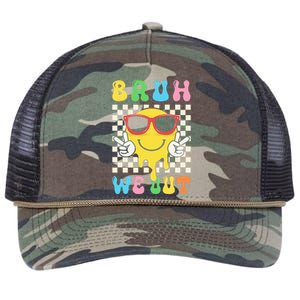 Bye Bruh We Out End Of School Retro Rainbow Sunglasses Retro Rope Trucker Hat Cap