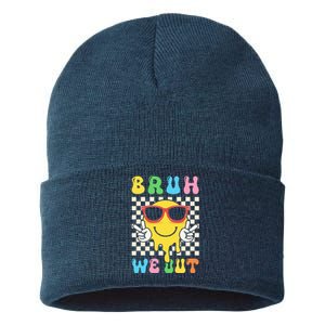 Bye Bruh We Out End Of School Retro Rainbow Sunglasses Sustainable Knit Beanie