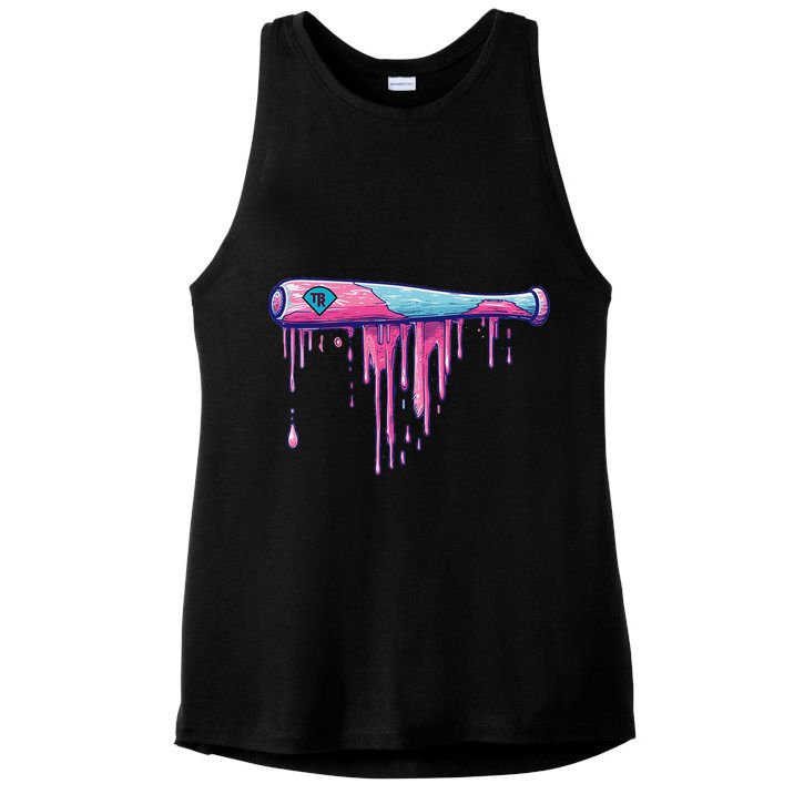 Baseball Bat With Sprinkles Drip Ladies PosiCharge Tri-Blend Wicking Tank