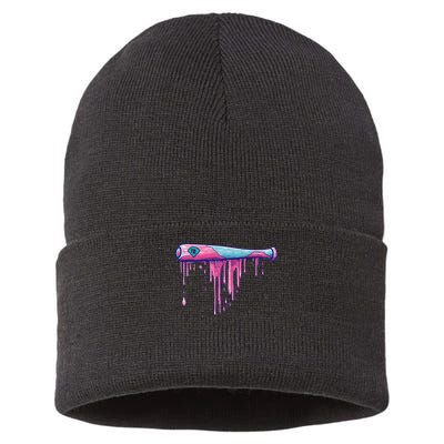 Baseball Bat With Sprinkles Drip Sustainable Knit Beanie