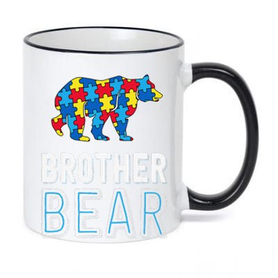 Brother Bear World Autism Awareness Day Family Puzzle Piece 11oz Black Color Changing Mug