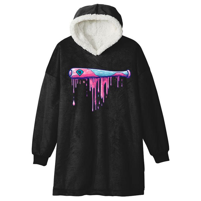 Baseball Bat With Sprinkles Drip Hooded Wearable Blanket